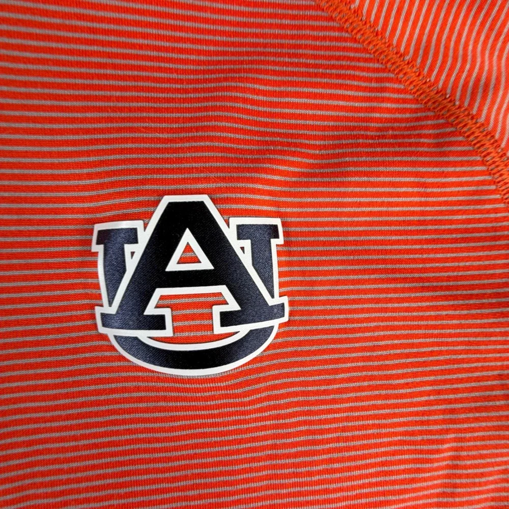 Under Armour Auburn Tigers Mens Large Orange Striped Quarter Zip Pullover Jacket
